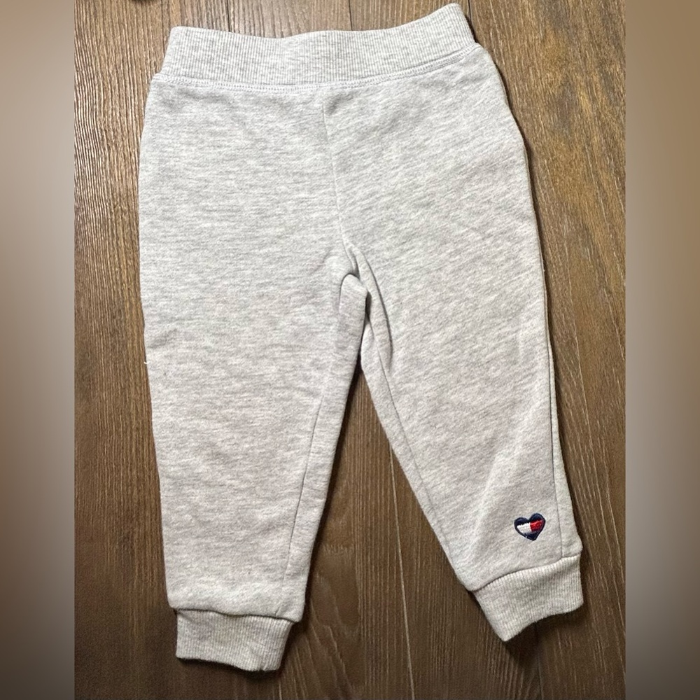 Tommy Hilfiger Light Gray Baby Joggers with Heart Detail 18 Months